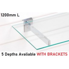 1200mm Toughened Glass Shelving With Brackets