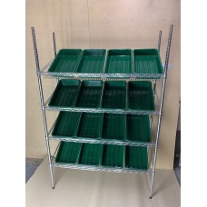 Chrome Wire Sloping Shelving Unit With 16 Trays
