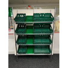 Chrome Wire Sloping Shelving Unit With 4 Small, 4 Deep, 4 Jumbo Trays