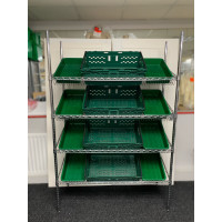 Chrome Wire Sloping Shelving Unit With 8 Small, 4 Jumbo Trays