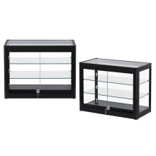 Counter Top Showcase Display Cabinet Black Wide