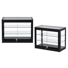 Counter Top Showcase Display Cabinet Black Wide
