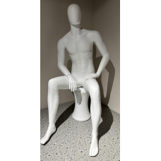 Male Sitting Egg-Head Plastic Mannequin