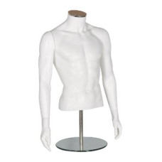 Male Plastic Torso With Arms Matt White 374