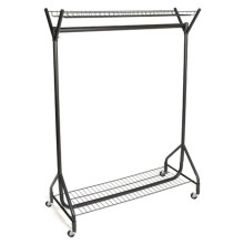 6FT Garment Rail With Top/Bottom Shelf