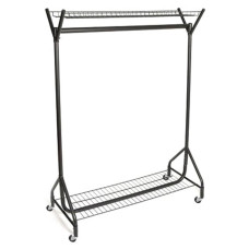 4FT Garment Rail With Top/Bottom Shelf