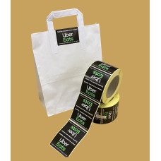 1000 Uber Eats Takeaway Bag Seal Stickers 80 x 100mm