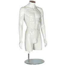 Male Plastic Torso With Arms Gloss White 376