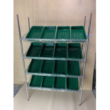 Chrome Wire Sloping Shelving Unit With 16 Trays