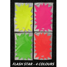 Flash Star Dayglo Florescent Card. 4 Colours