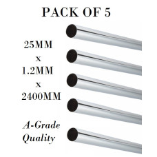 PACK OF 5 Chrome Tube 25mm x 1.2mm x 2400mm