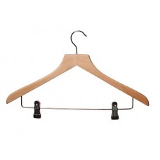 Adult Wooden Hanger With Clips 44cm