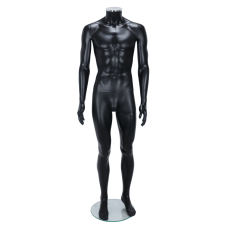 Male Matt Black Headless Mannequin 333B