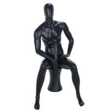 Male Matt Black Egg-Head Seated Mannequin 341B