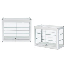Counter Top Showcase Display Cabinet Silver Wide