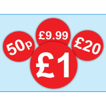 £ Red Price Stickers 30mm