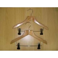 Childrens Wooden Hanger With Clips 30cm